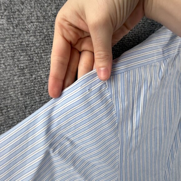 Brooks Brothers Regent Striped Cotton Non-Iron 16.5 35 Button-Down Blue Pocket - Picture 13 of 13